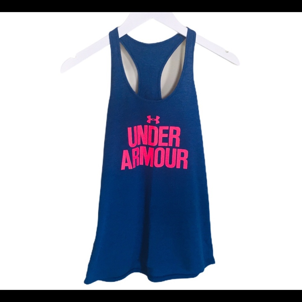 UNDER ARMOUR Racerback Tank/Top Navy Blue/Neon Pink Size Small